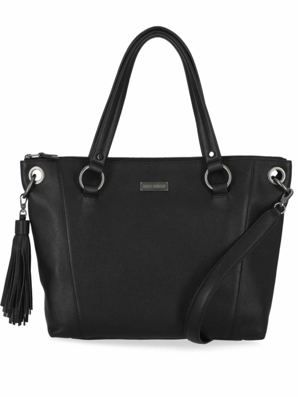 NWT. Harley-Davidson Black Leather Pebble Tote with Tassel